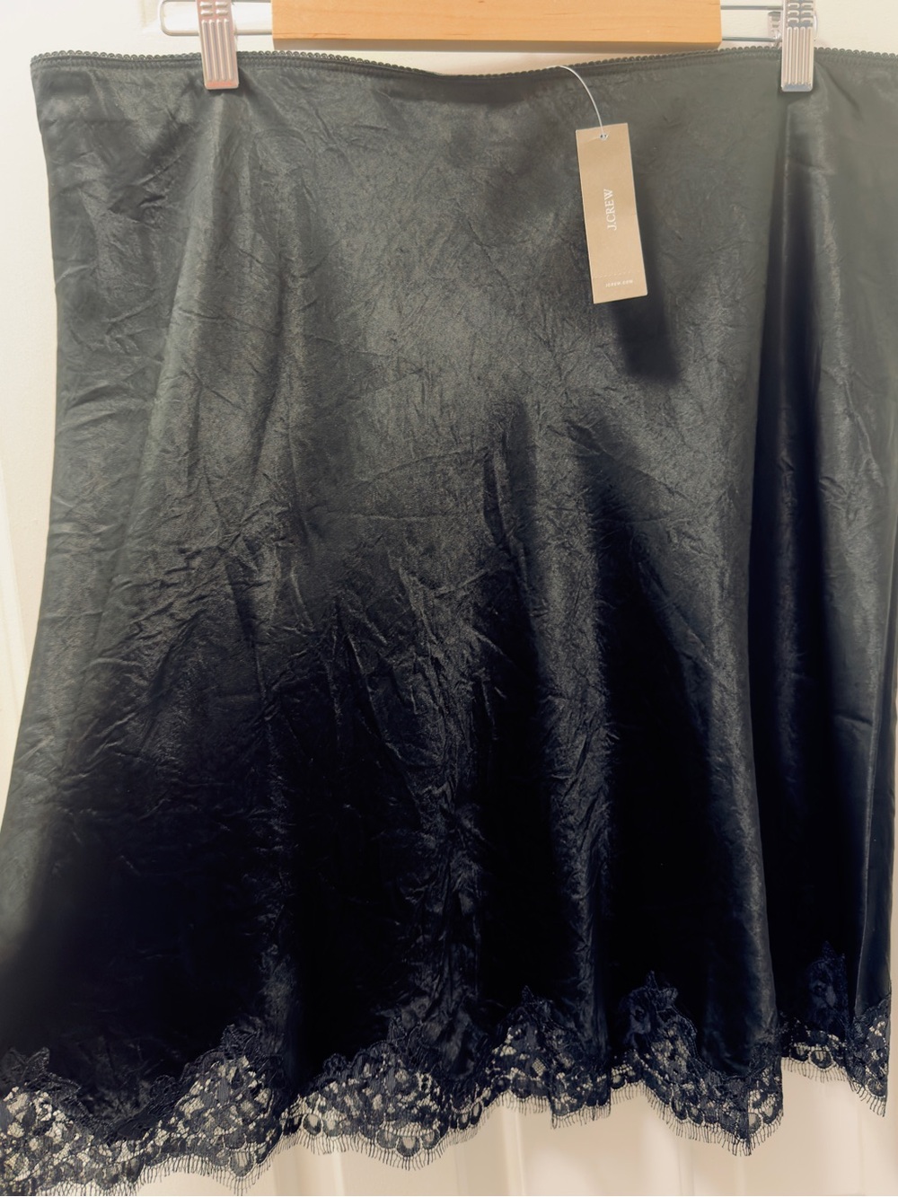 J. Crew Black A-Line Lace-Hem Skirt